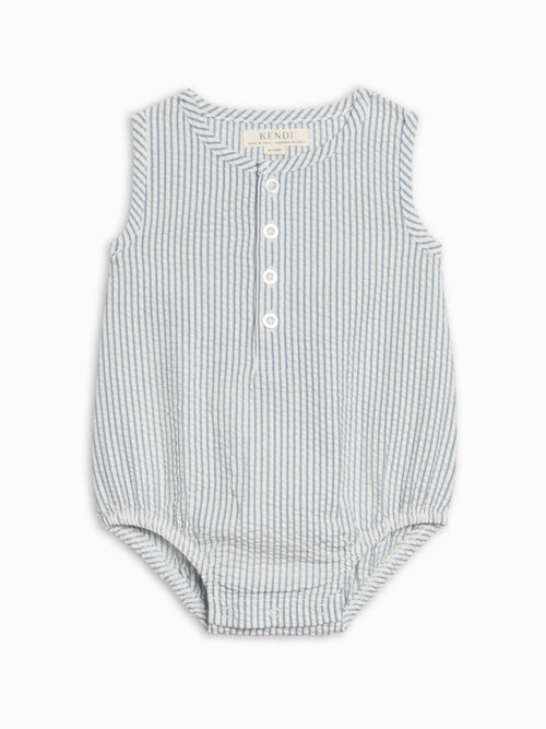 Bubble Romper - Shore Stripe / Sea