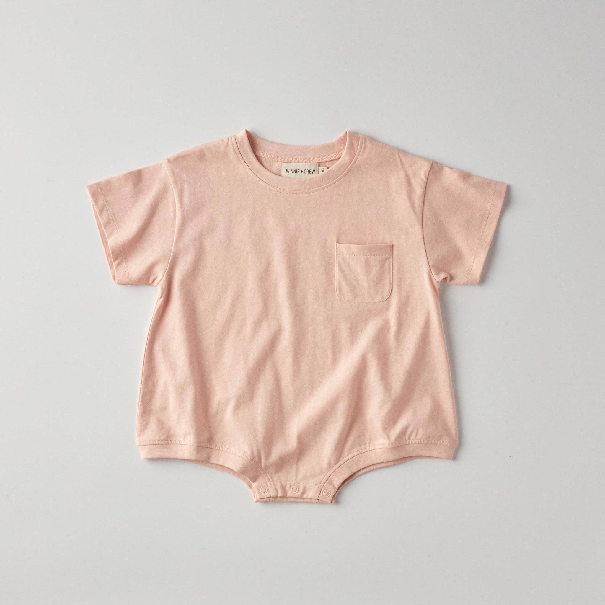 Pocket Romper in Peach Powder
