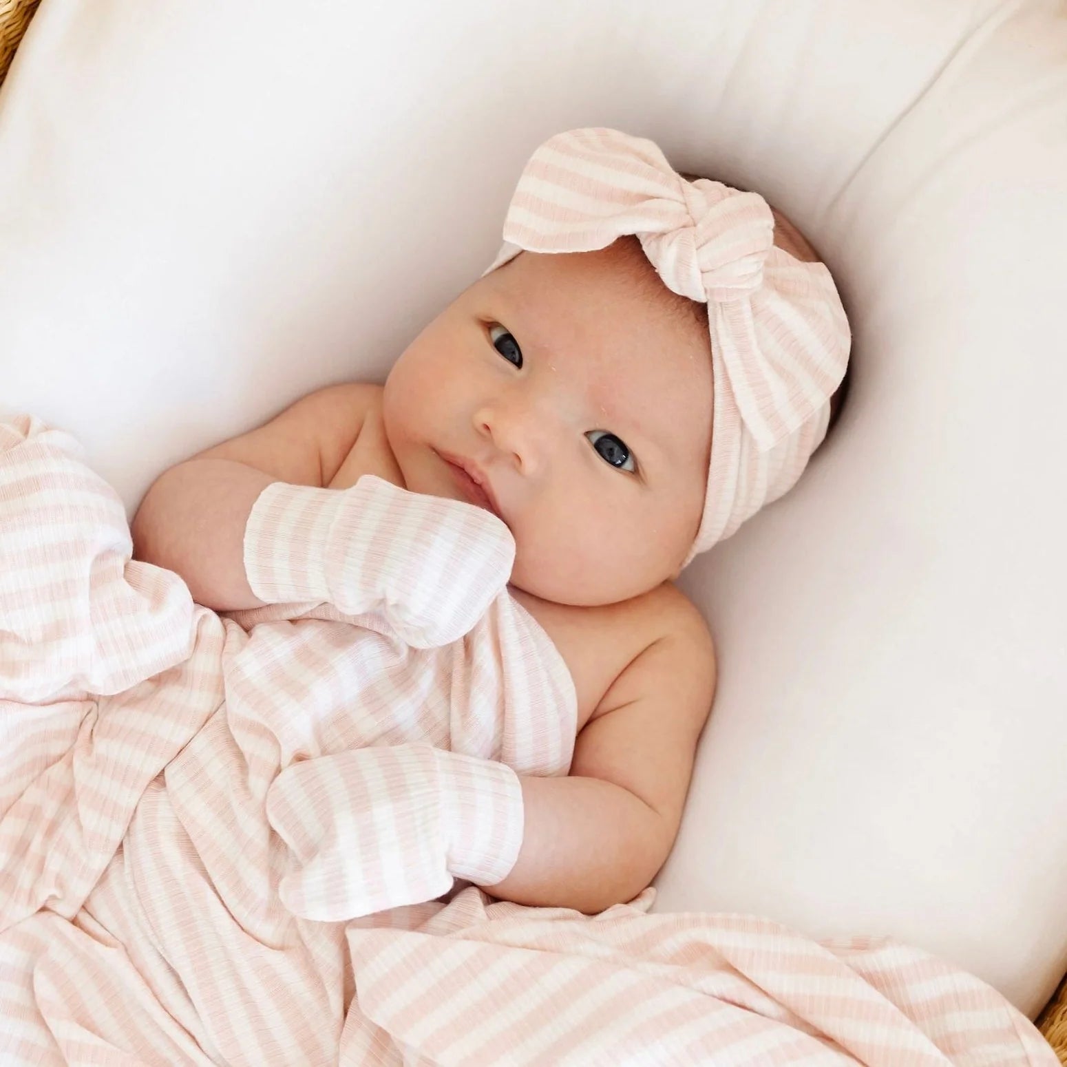 Ribbed Headband in Pink Stripes