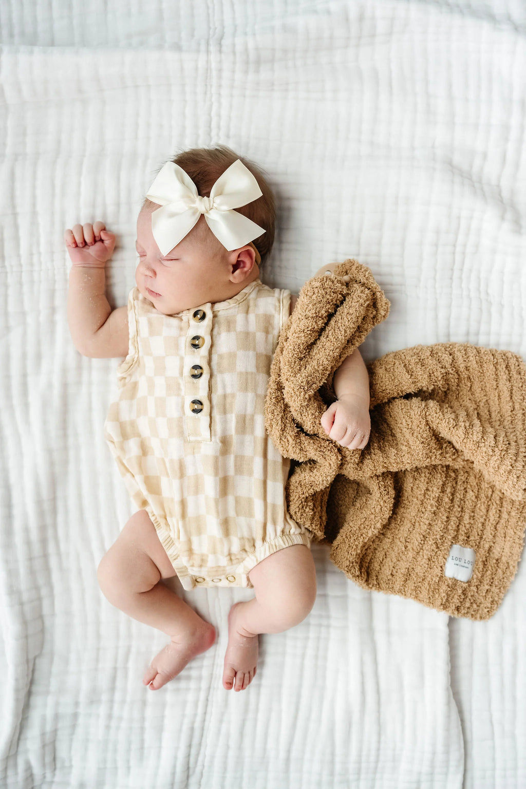 Muslin Bubble Romper - Tan Checkered