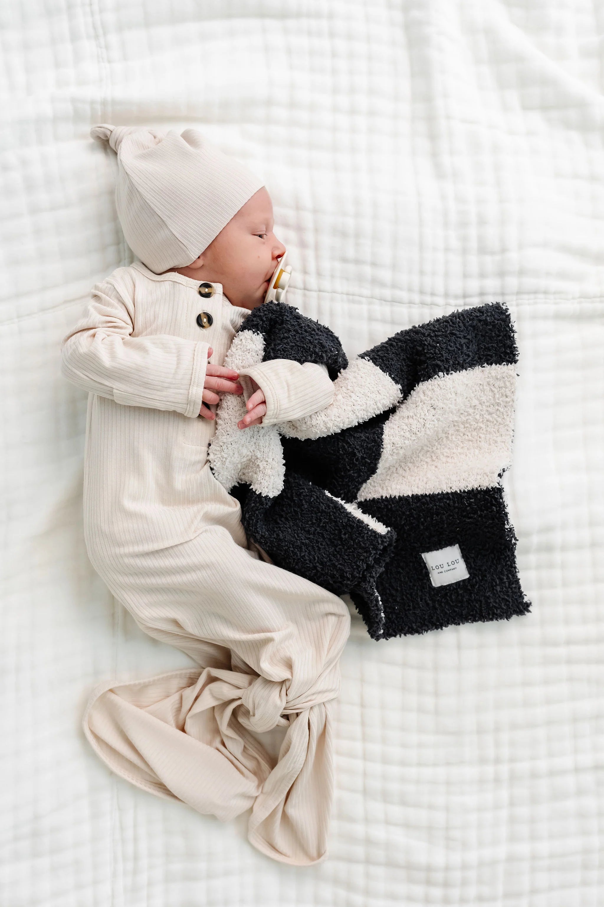 Mini Lovey Blanket in Charcoal Checker