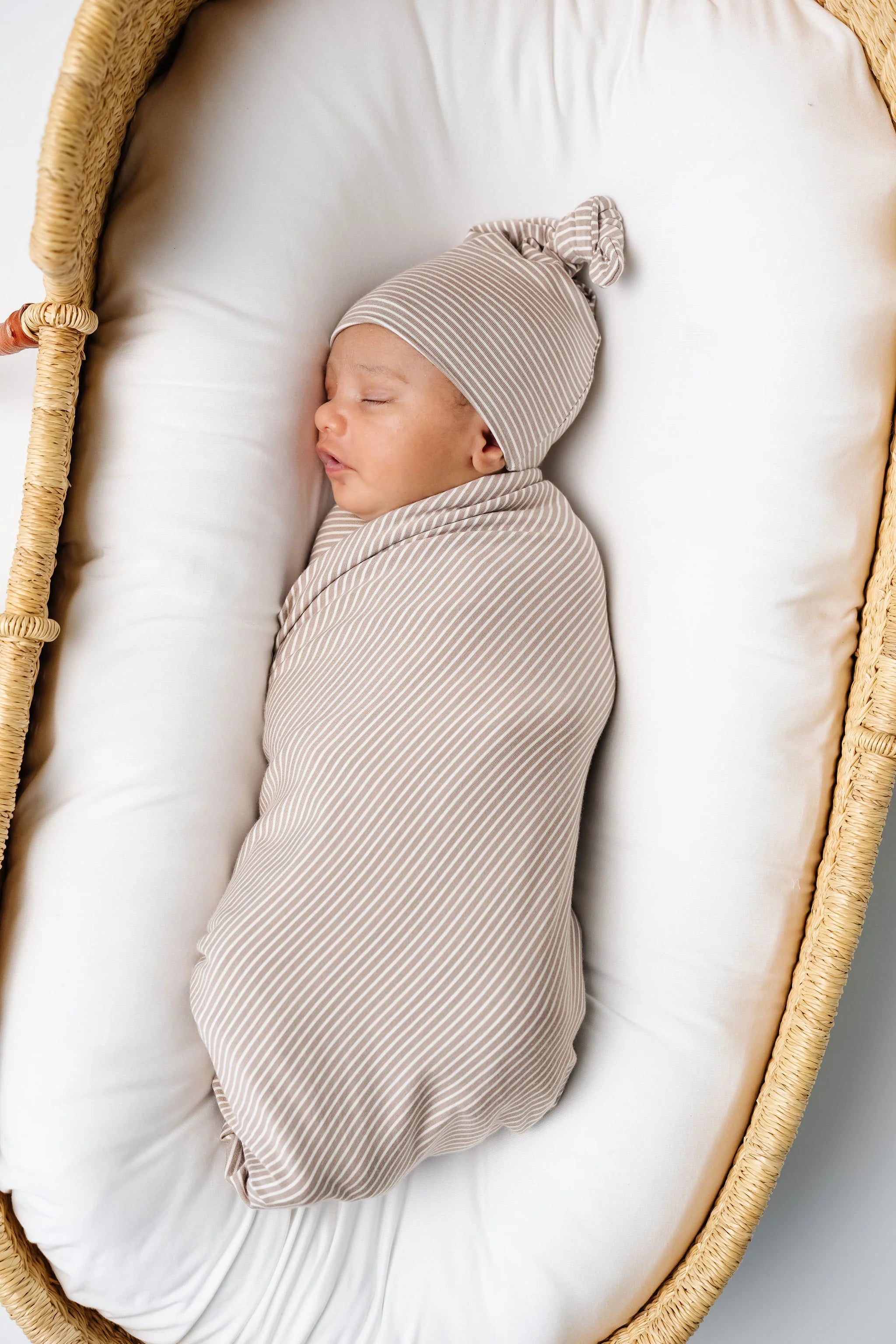 Swaddle Blanket in Tan Stripes