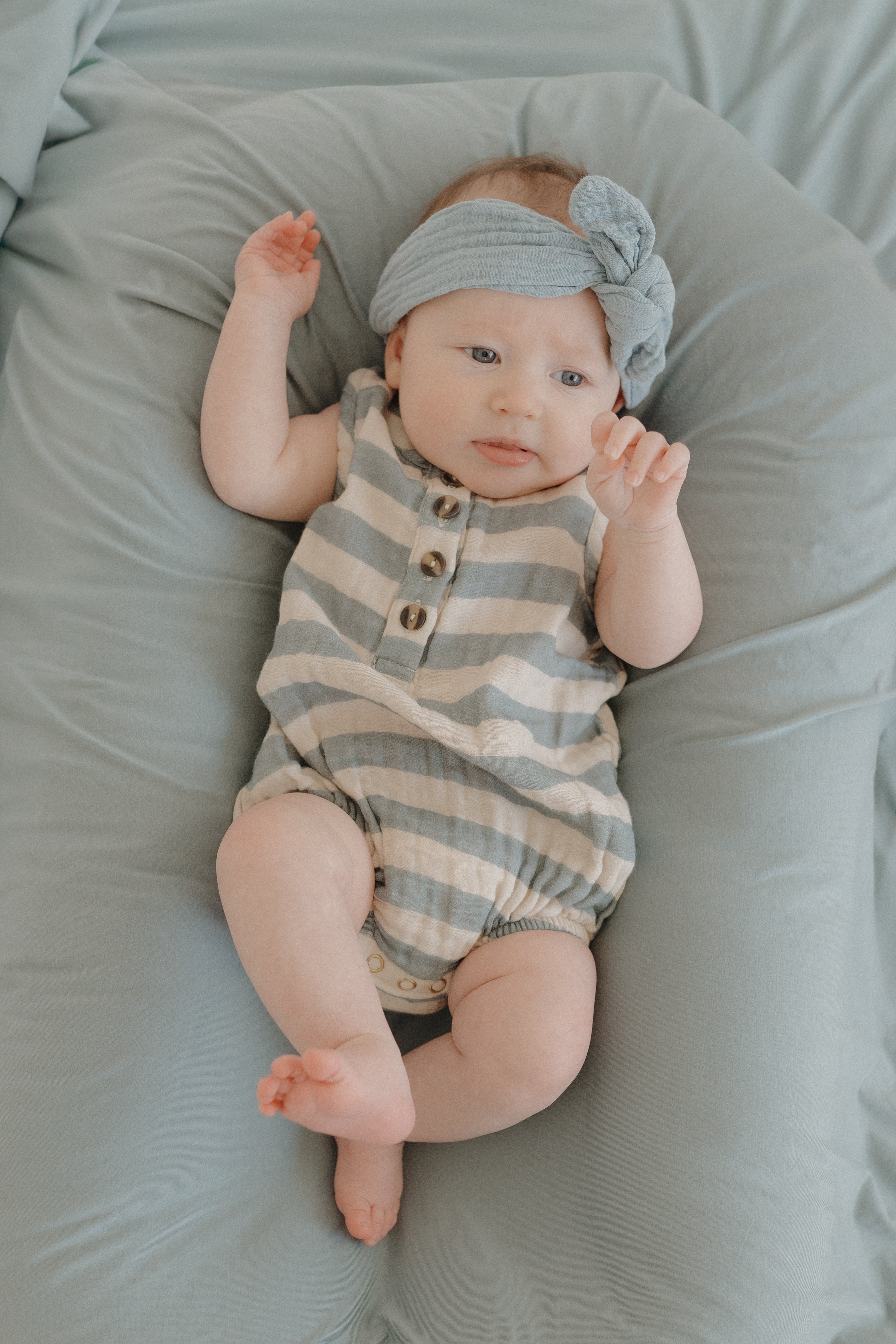 Muslin Bubble Romper - Blue Stripe