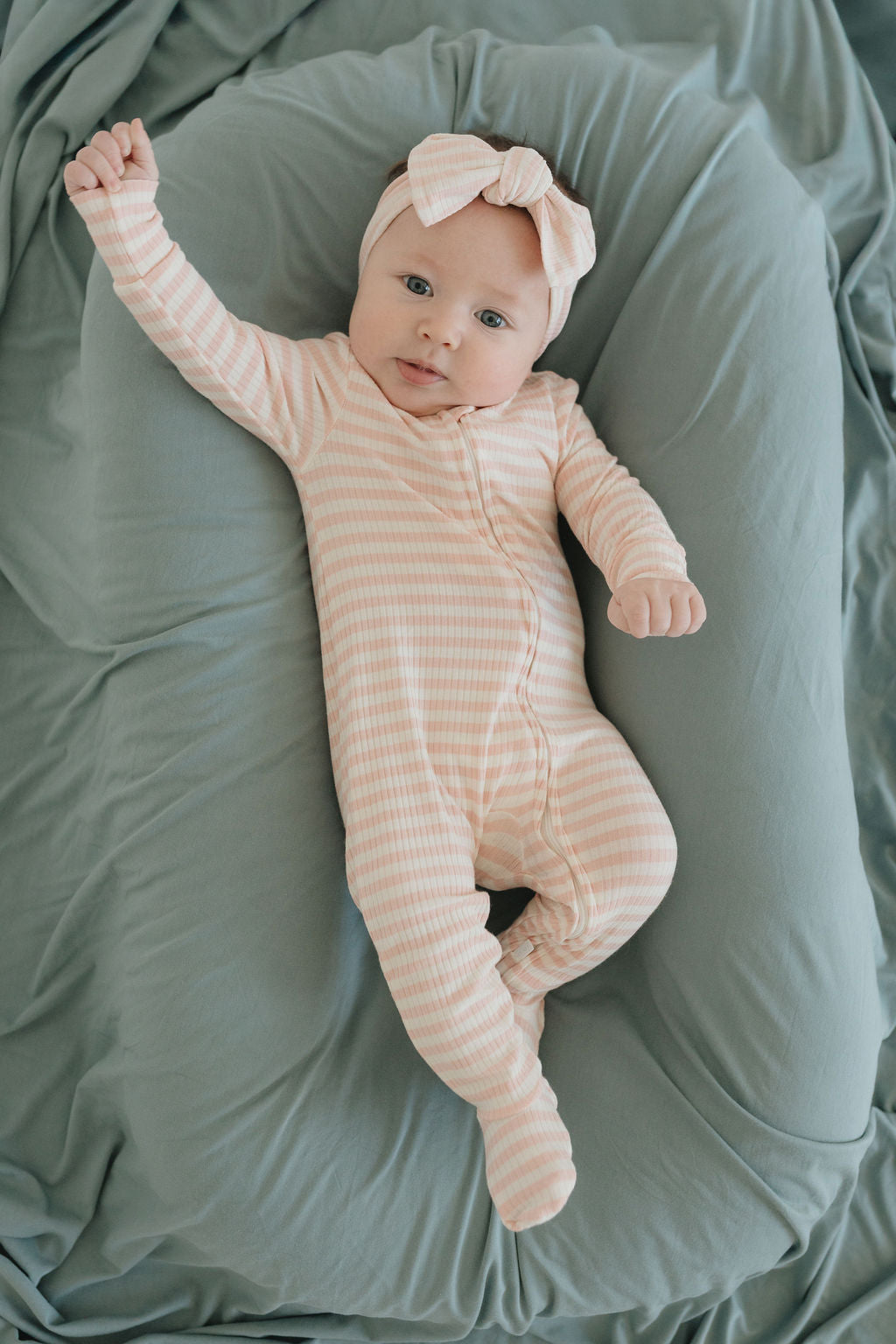Ribbed Footie Pajamas - Pink Ribbed Stripe