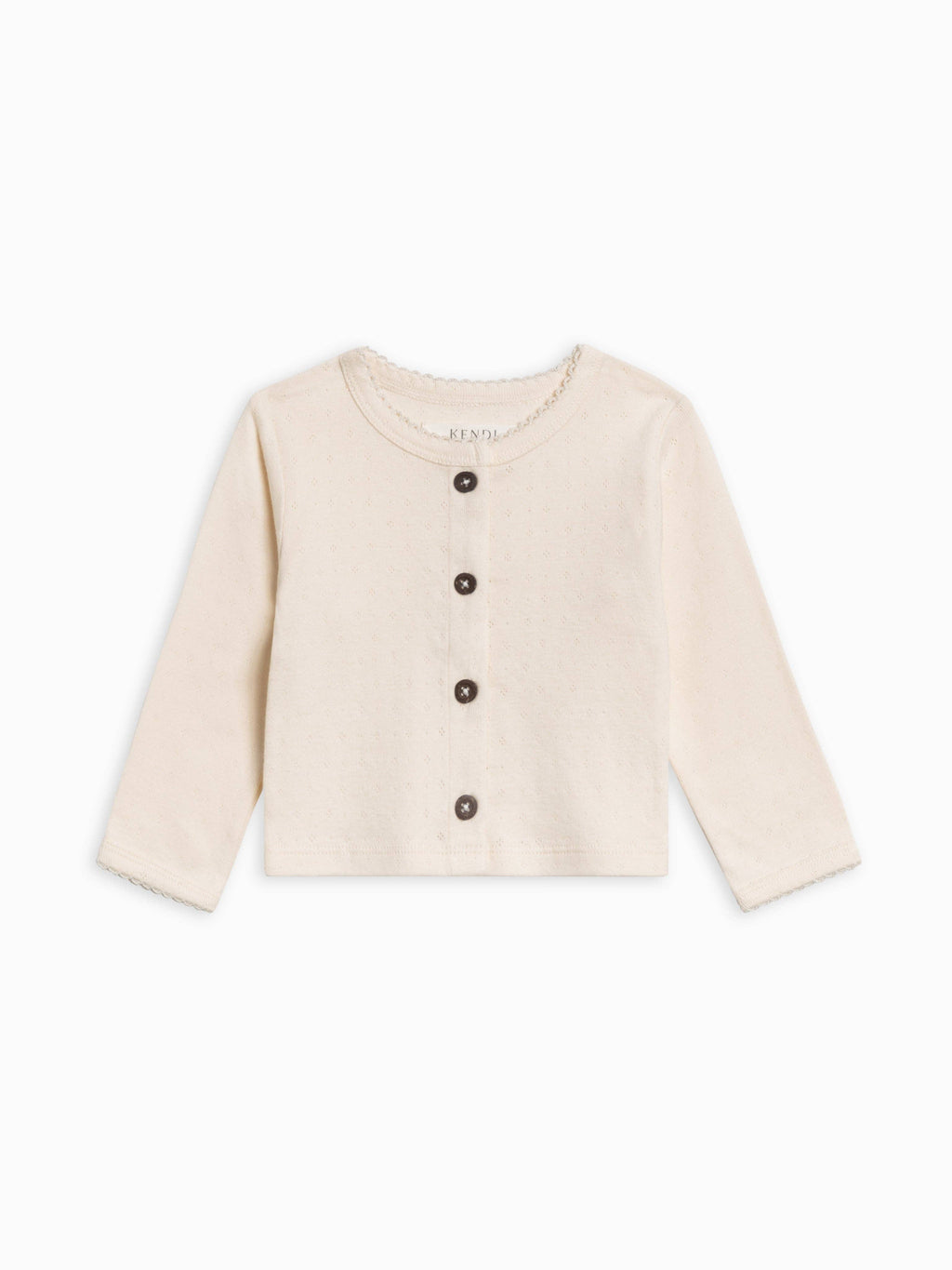 Pointelle Button Down Cardigan: Coconut