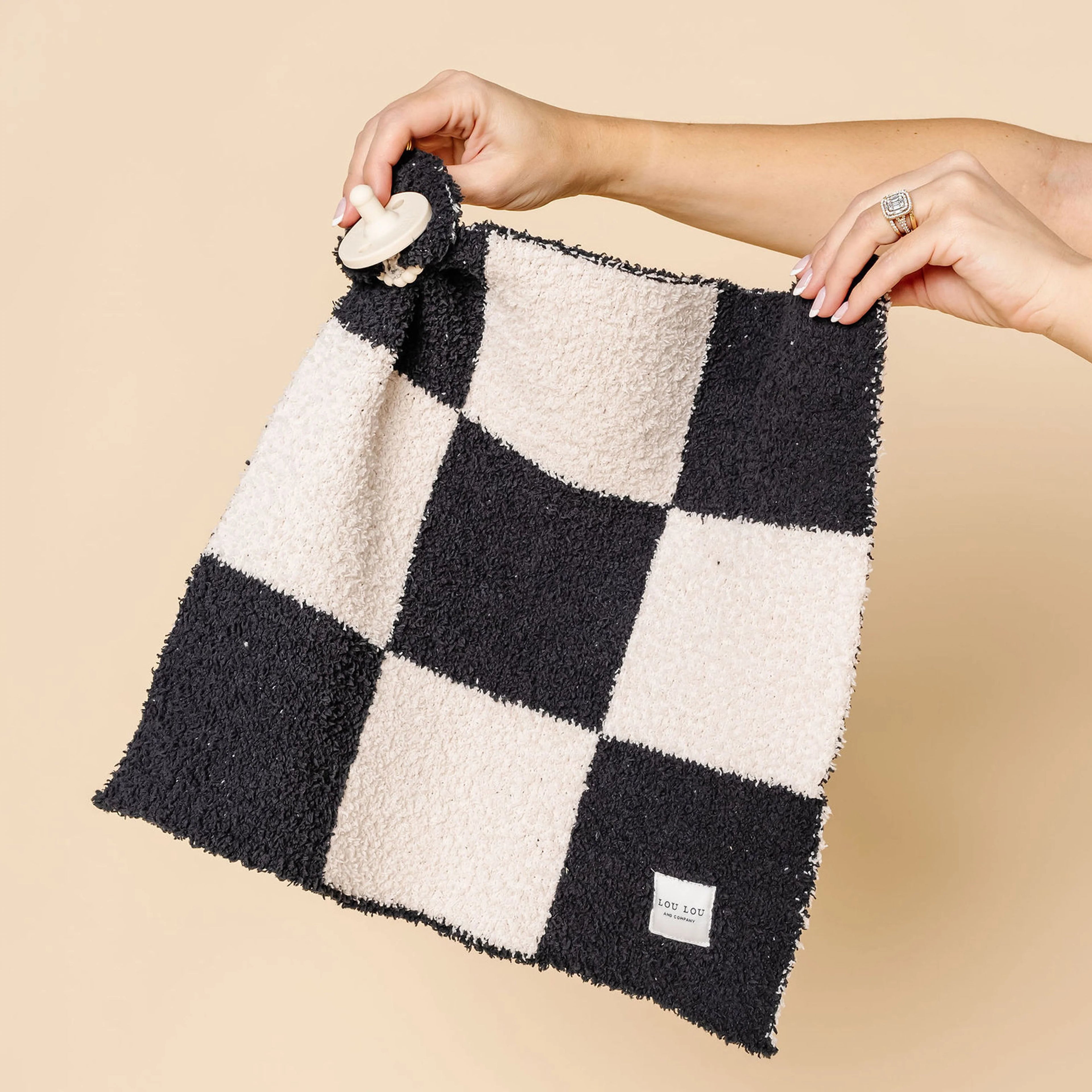Mini Lovey Blanket in Charcoal Checker