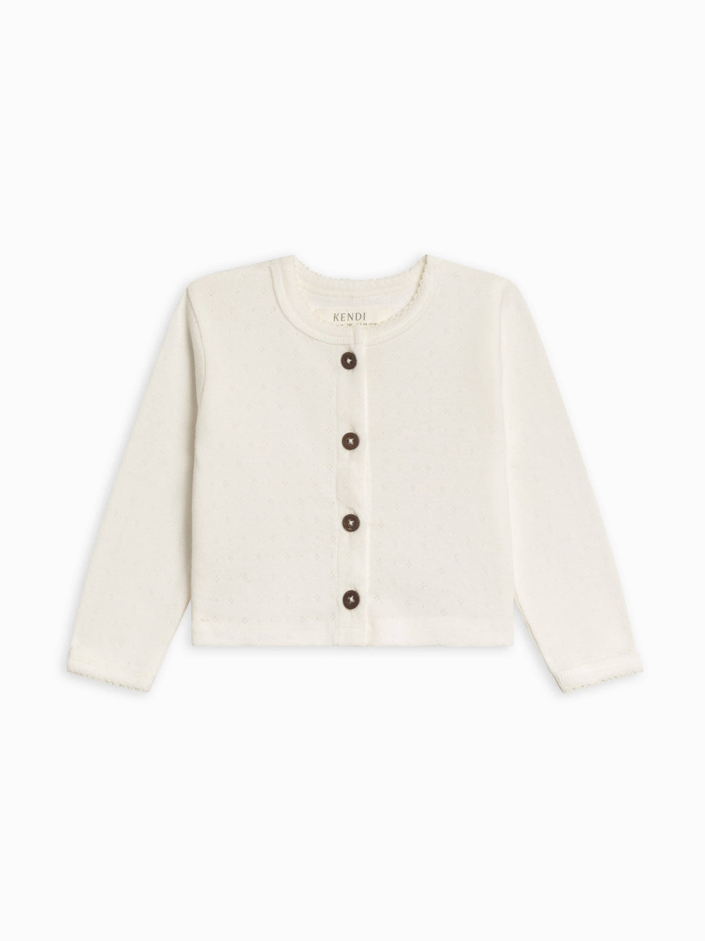 Pointelle Button Down Cardigan: Coconut