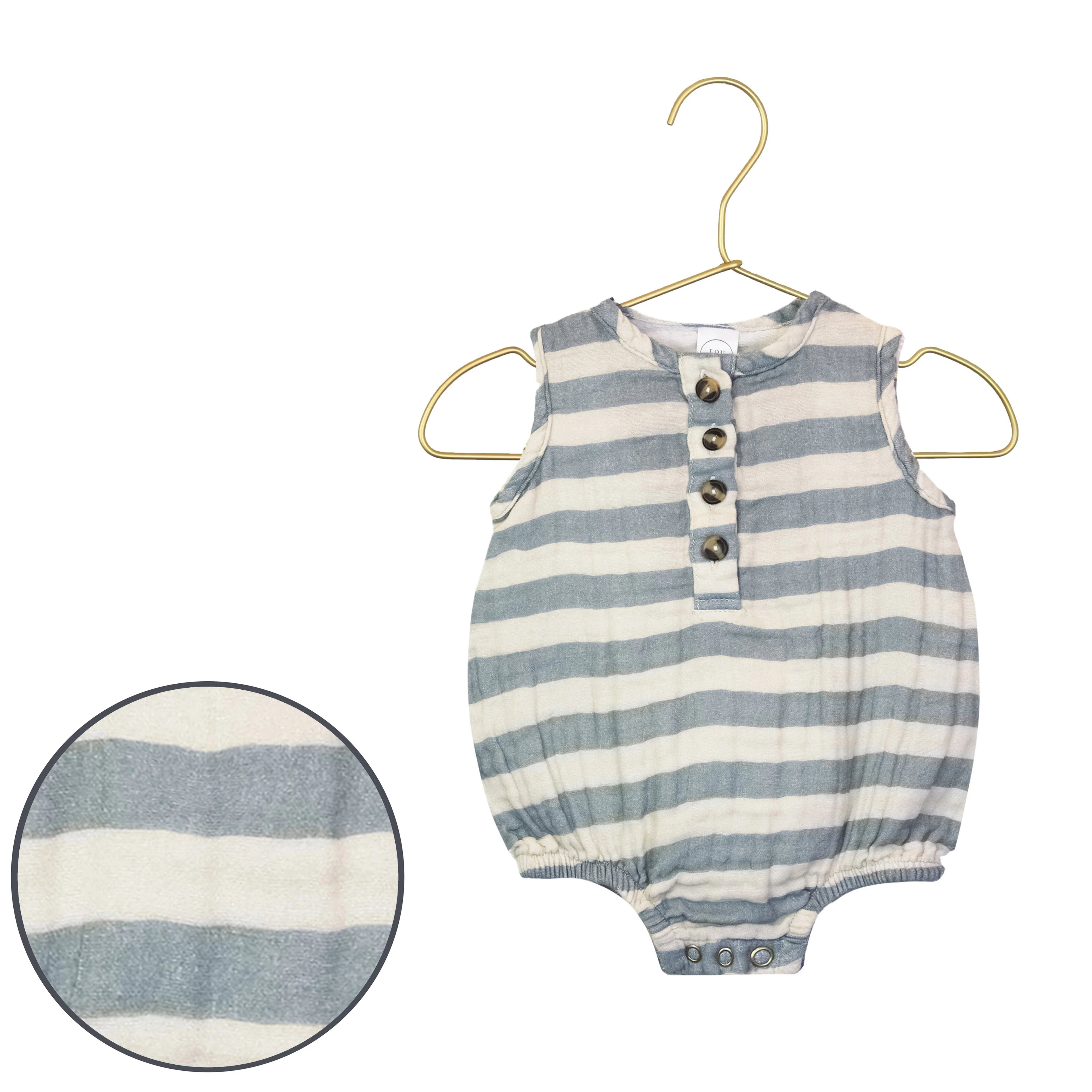 Muslin Bubble Romper - Blue Stripe