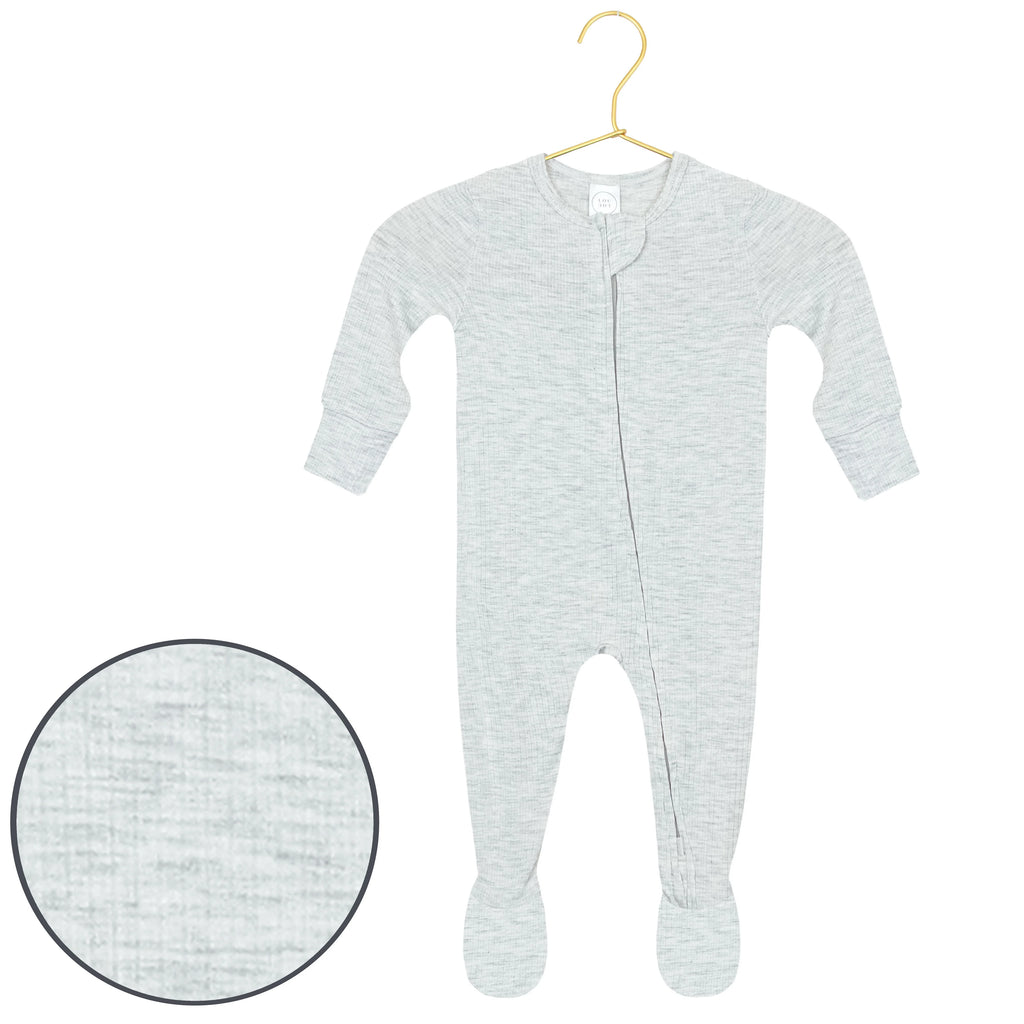 Ribbed Footie Pajamas - Grey